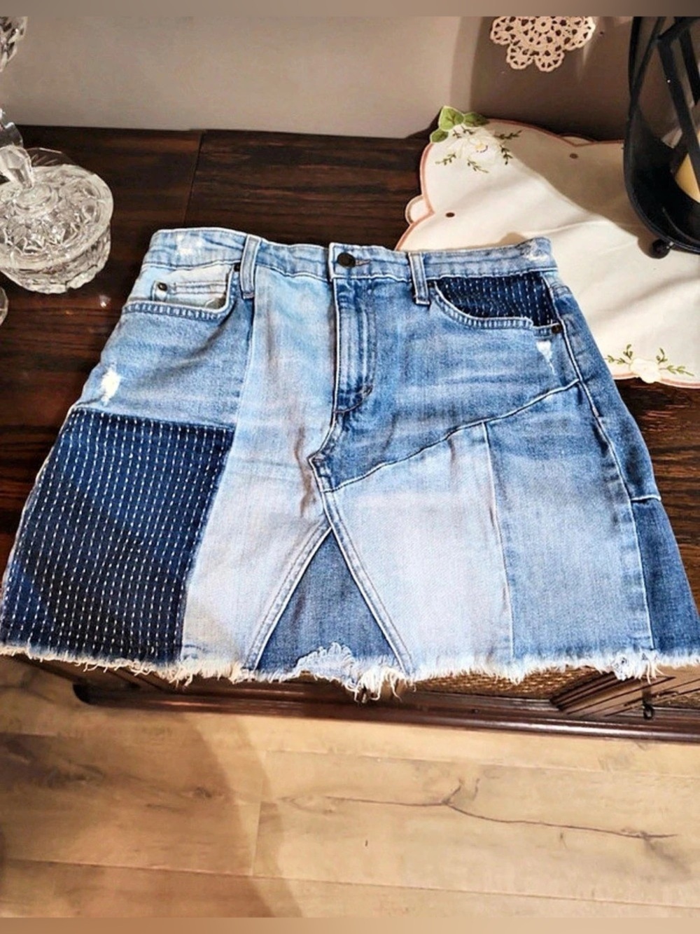 Joe's Jeans Distressed Denim Mini Skirt Waist 28